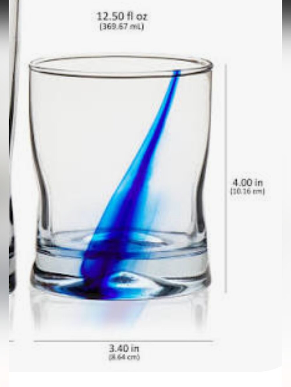 Libbey 'Impressions' Blue Ribbon Finger Dimpled Rock Six Glasses NWOB